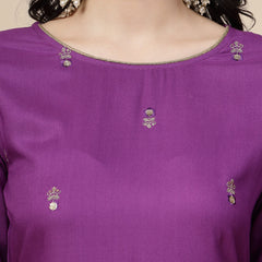 RAMA'S Women Purple Color Embroidery Staright kurta