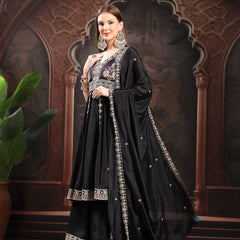 Women Ethnic Motifs Embroidered Empire Thread Work Kurta with Palazzos & With Dupatta