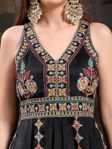 Women Ethnic Motifs Embroidered Empire Thread Work Kurta with Palazzos & With Dupatta