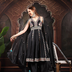 Women Ethnic Motifs Embroidered Empire Thread Work Kurta with Palazzos & With Dupatta