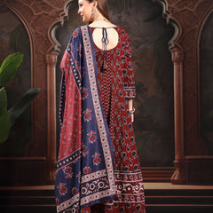 Women Floral Printed Empire Pure Cotton Kurta with Trousers & With Dupatta