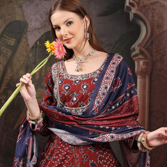 Women Floral Printed Empire Pure Cotton Kurta with Trousers & With Dupatta