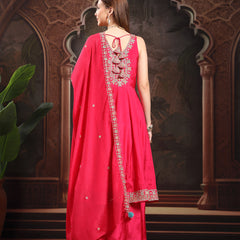 Women Ethnic Motifs Embroidered Panelled Thread Work Kurta with Palazzos & With Dupatta