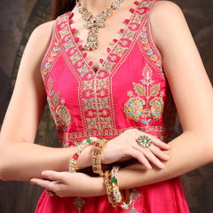 Women Ethnic Motifs Embroidered Panelled Thread Work Kurta with Palazzos & With Dupatta