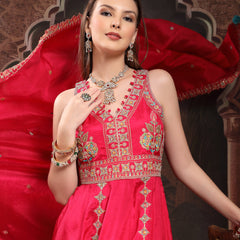 Women Ethnic Motifs Embroidered Panelled Thread Work Kurta with Palazzos & With Dupatta