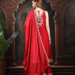 Women Ethnic Motifs Embroidered Tiered Thread Work Kurta with Trousers & With Dupatta