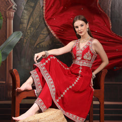 Women Ethnic Motifs Embroidered Tiered Thread Work Kurta with Trousers & With Dupatta