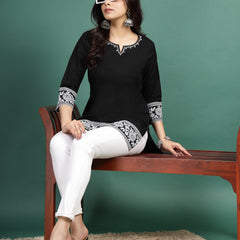 Black Stylish Ethnic Kurti Top Sitting