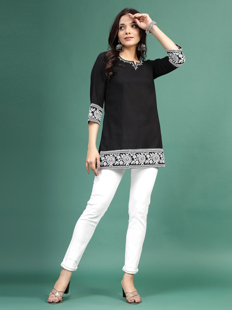 Black Stylish Ethnic Kurti Top Standing