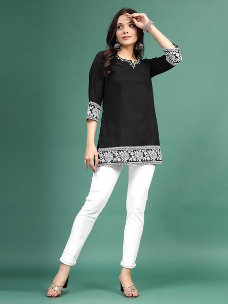 Black Stylish Ethnic Kurti Top Standing