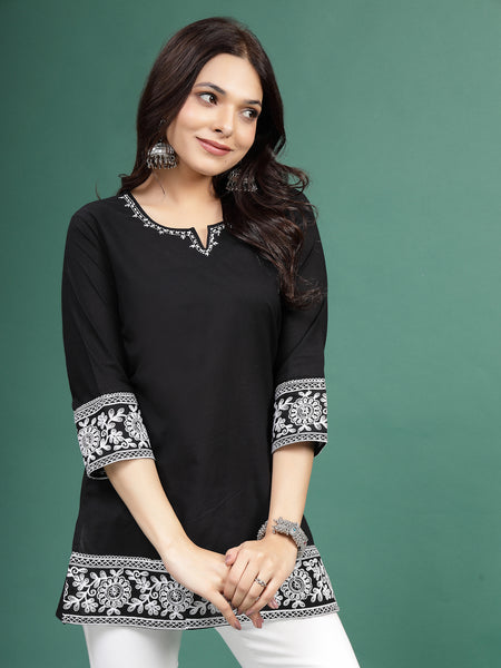 Black Stylish Ethnic Kurti Top