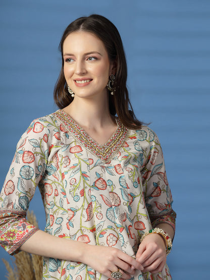 Graceful Beige Anarkali Dress