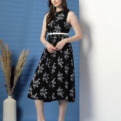 Women Floral Print Shirt Midi Dress