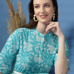 Women Printed Cotton Fit & Flared Dress