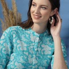 Women Printed Cotton Fit & Flared Dress