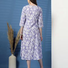 Women Purple Color Floral Printed Sequinned Kurta