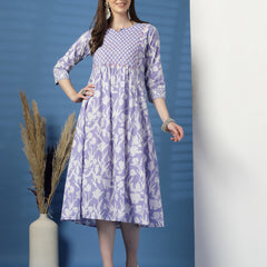 Women Purple Color Floral Printed Sequinned Kurta