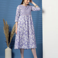 Women Purple Color Floral Printed Sequinned Kurta
