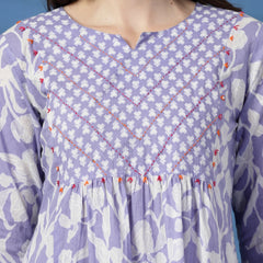 Women Purple Color Floral Printed Sequinned Kurta
