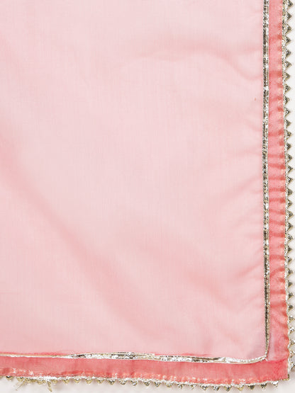Graceful Peach Embroidered Suit
