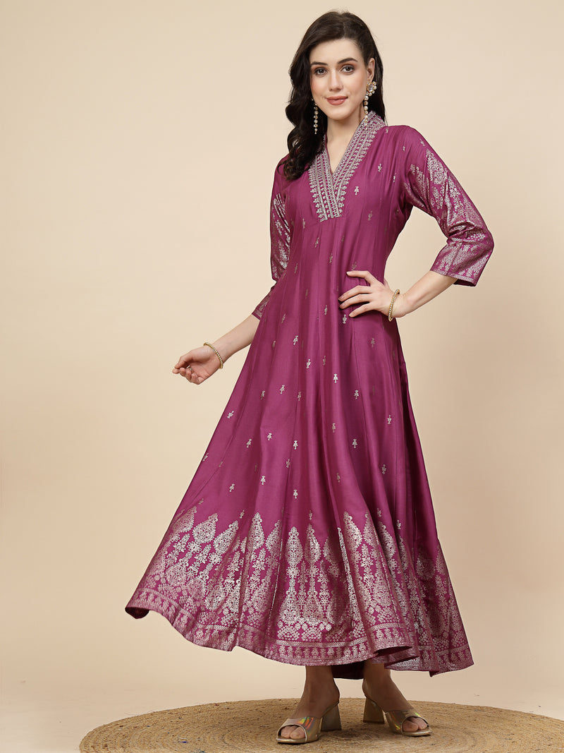 Festive Embroidered Flared Kurta Dress Front