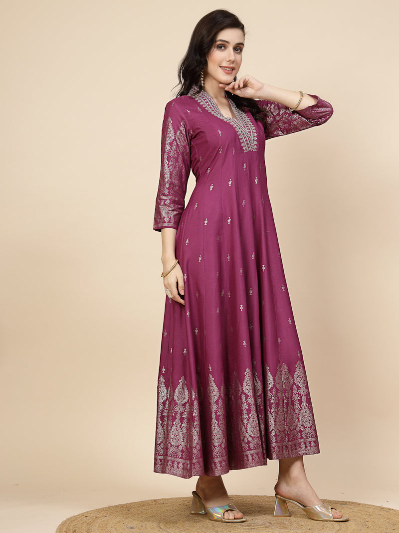 Festive Embroidered Flared Kurta Dress Right