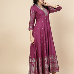 Festive Embroidered Flared Kurta Dress Right