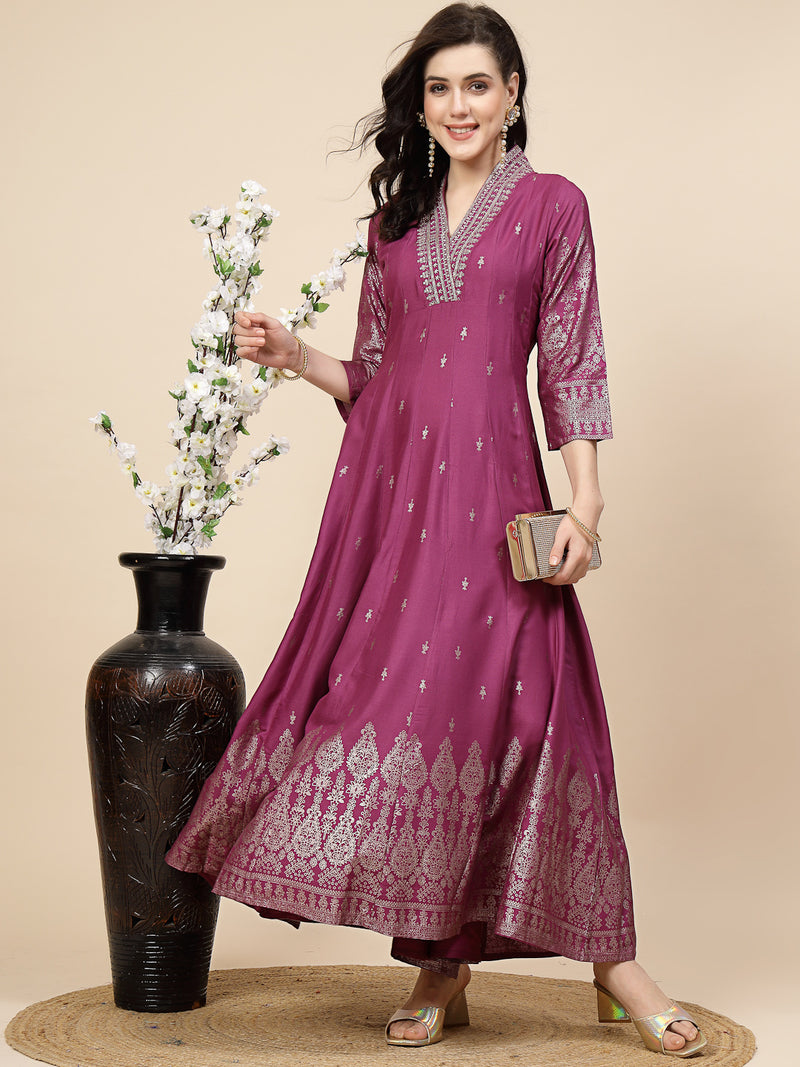 Festive Embroidered Flared Kurta Dress 