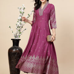 Festive Embroidered Flared Kurta Dress 