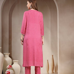 Women Ethnic Motifs Printed Regular Thread Work Kurta with Trousers