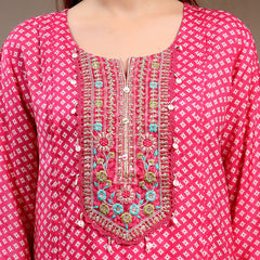 Women Ethnic Motifs Printed Regular Thread Work Kurta with Trousers