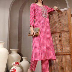 Women Ethnic Motifs Printed Regular Thread Work Kurta with Trousers