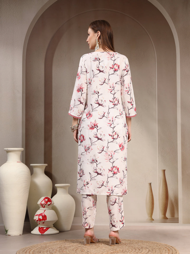 Women Floral Printed Regular Kurta with Trousers