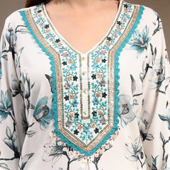 Women Floral Printed Regular Thread Work Kurta with Trousers