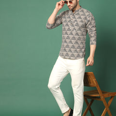 Men's  Collar Full Sleeve Kurta-Full