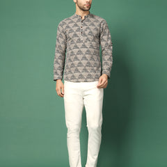 Men's  Collar Full Sleeve Kurta-Front