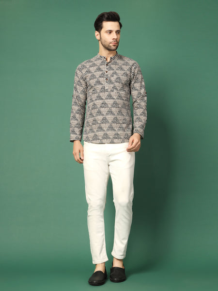 Men's  Collar Full Sleeve Kurta-Front