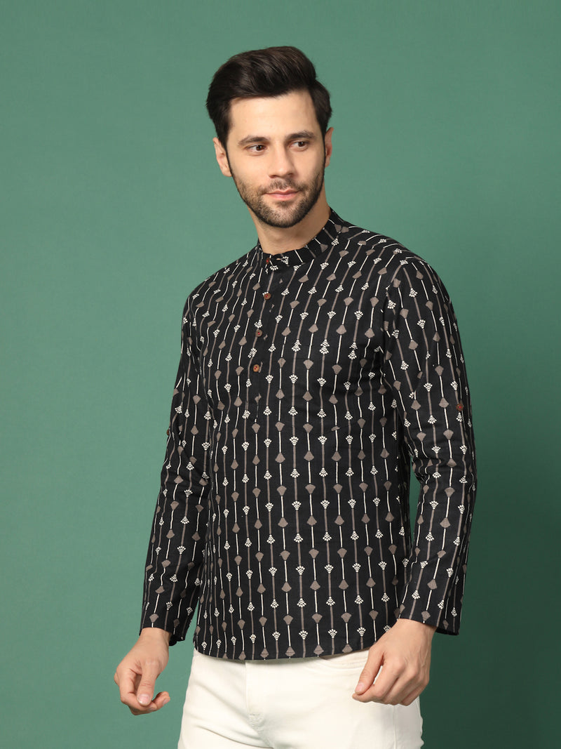Men's Collar Full Sleeve Kurta-Left