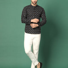 Men's   Collar Full Sleeve Kurta-Front