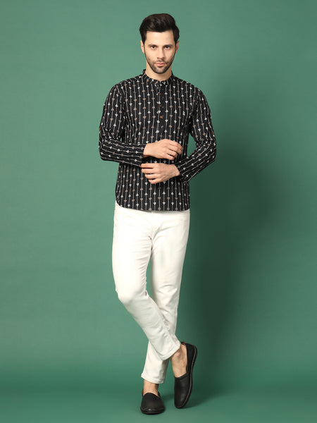 Men's   Collar Full Sleeve Kurta-Front