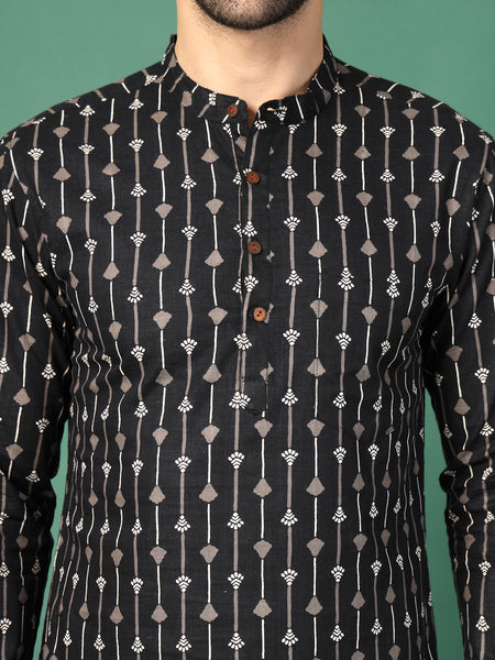 Men's  Mandarin Collar Full Sleeve Kurta-Zoom