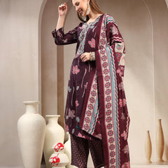 Women Floral Printed Regular Kurta with Trousers & With Dupatta