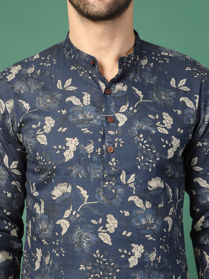 Men’s Blue  Madrinen Kurta-Zoom