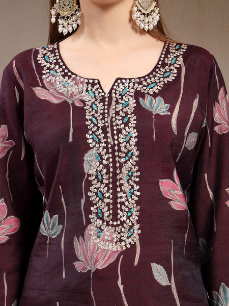 Women Floral Printed Regular Kurta with Trousers & With Dupatta