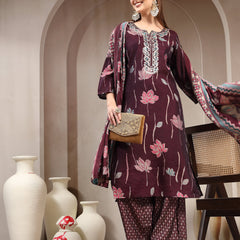 Women Floral Printed Regular Kurta with Trousers & With Dupatta