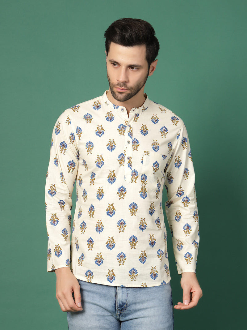Men’sKurta with  Collar-Fornt