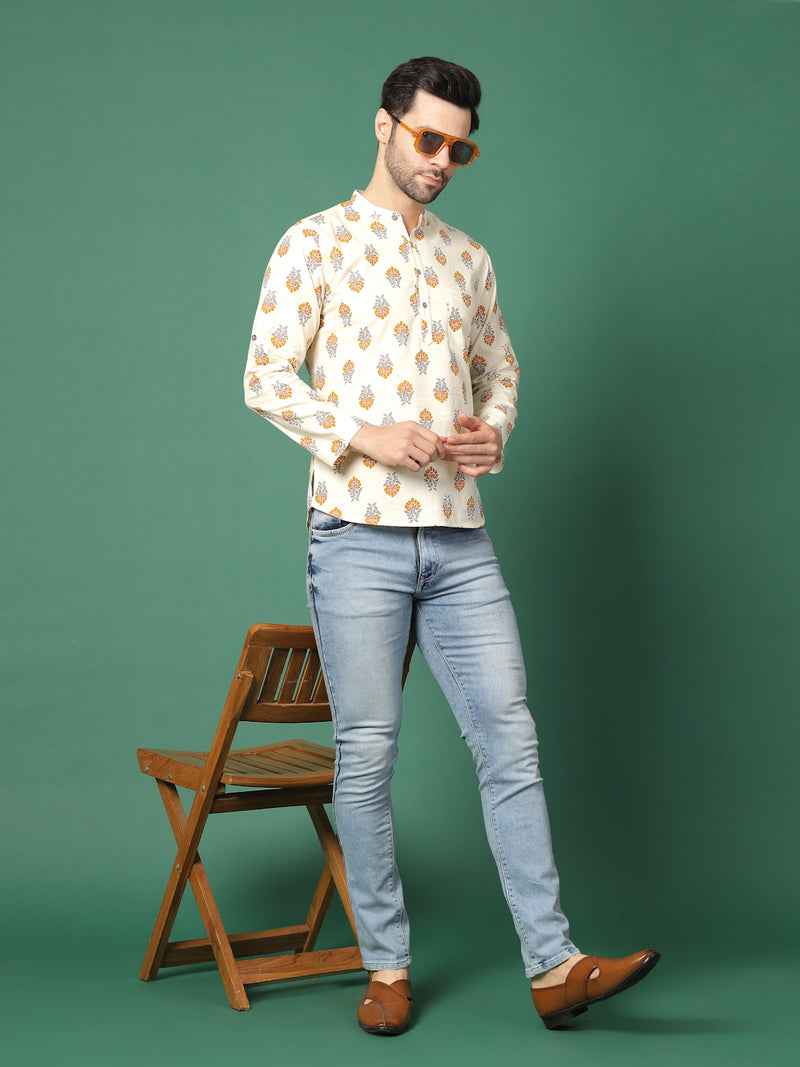 Ivory Crest Men’s Classic Printed Kurta -Full