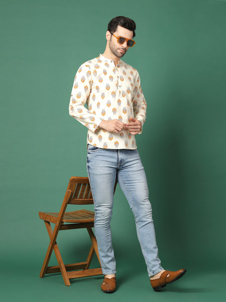Ivory Crest Men’s Classic Printed Kurta -Full