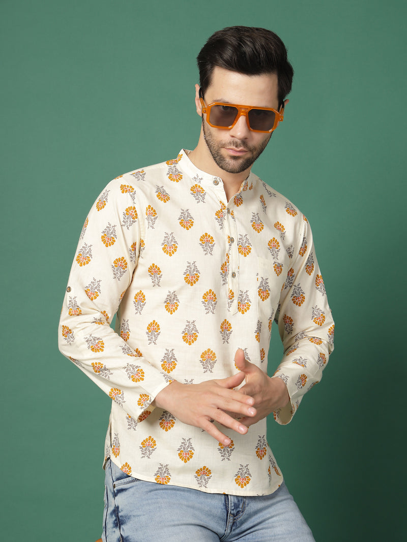 Ivory Crest Men’s Classic Printed Kurta -Style
