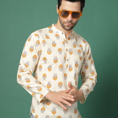 Ivory Crest Men’s Classic Printed Kurta -Style